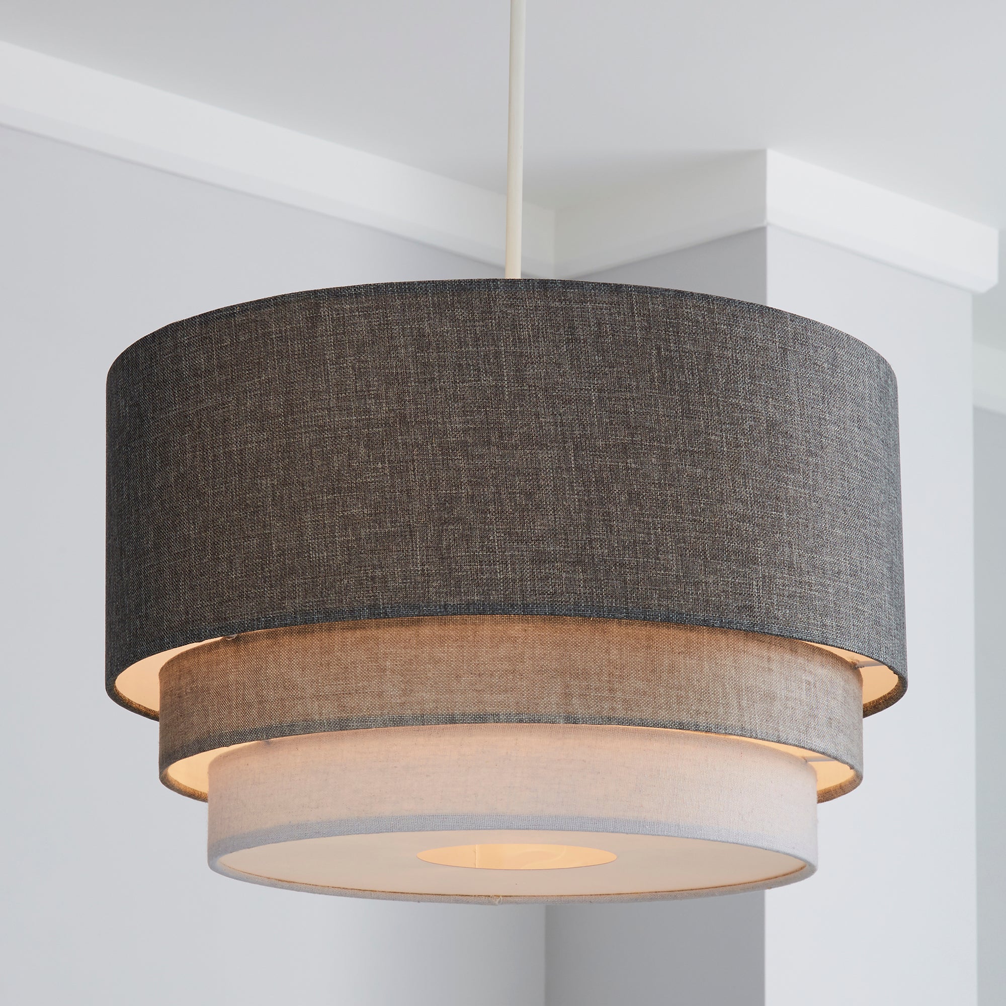 Click to view product details and reviews for Elements Eclipse 3 Tier Lamp Shade 40cm Grey Grey.