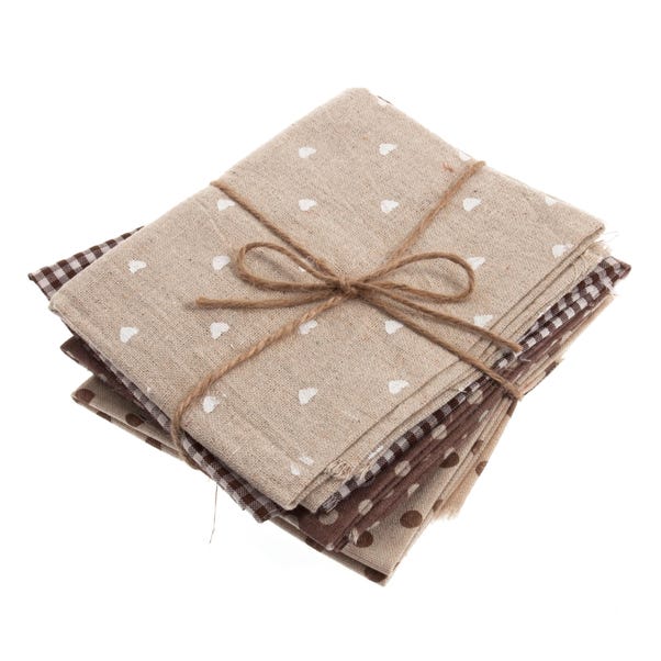 Pack of 4 Brown Fat Quarters image 1 of 1