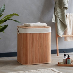 Woodford Bamboo Laundry Basket Dunelm, Wooden Laundry Baskets With Lids