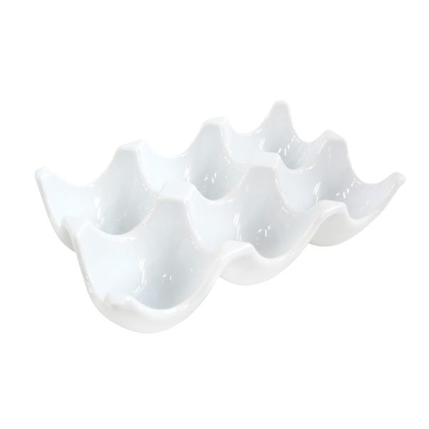 Ceramic White Six Egg Holder White