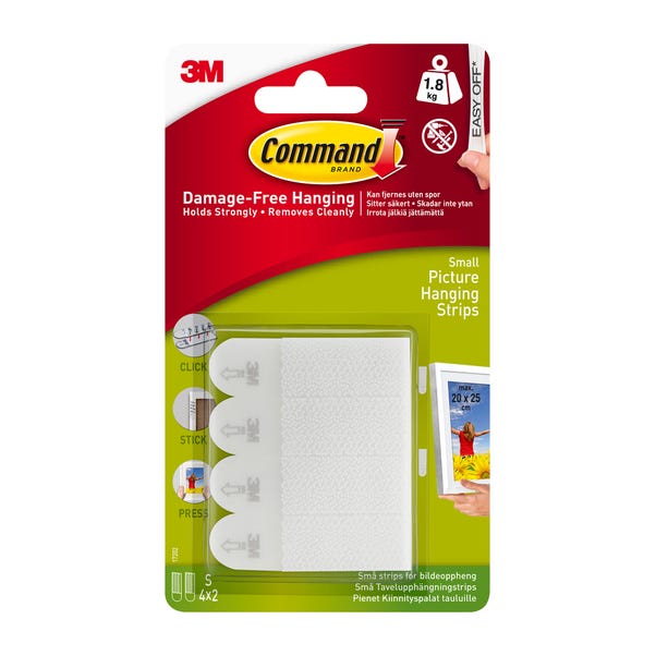 Command Small Picture Hanging Strips  White