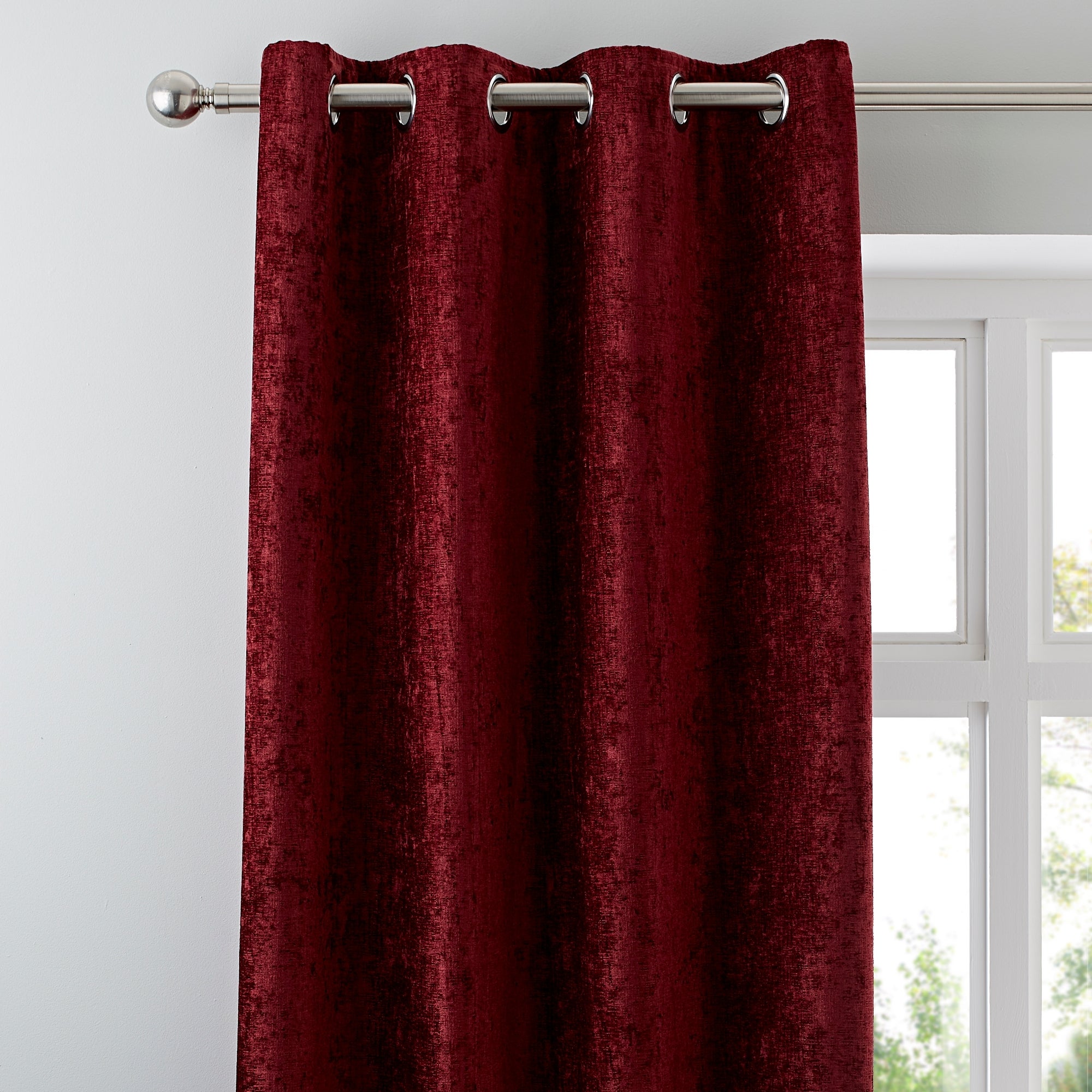 Chenille Wine Eyelet Curtains