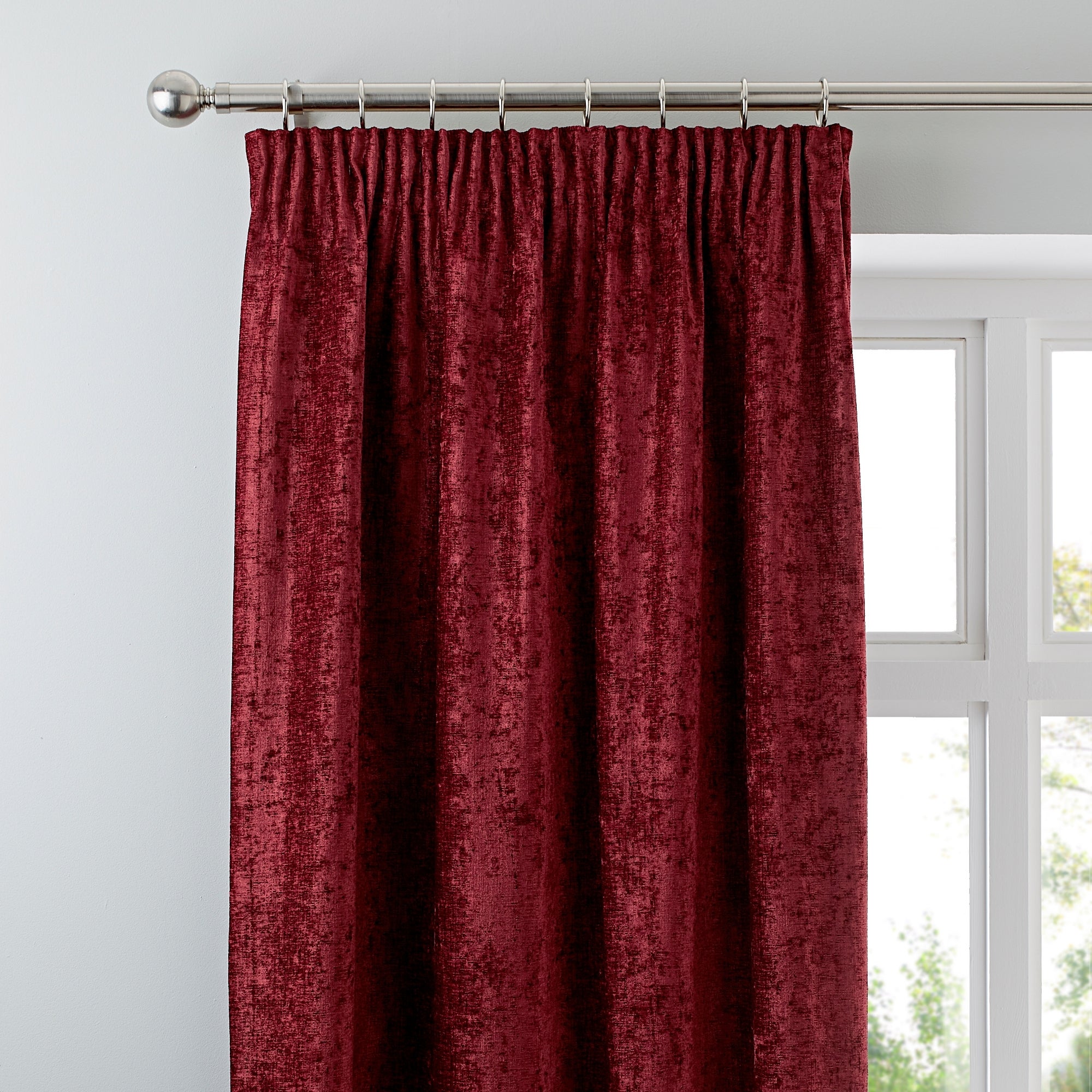 Chenille Wine Pencil Pleat Curtains