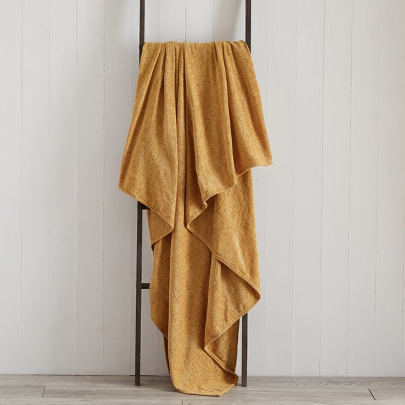 Chenille Ochre Throw Dunelm