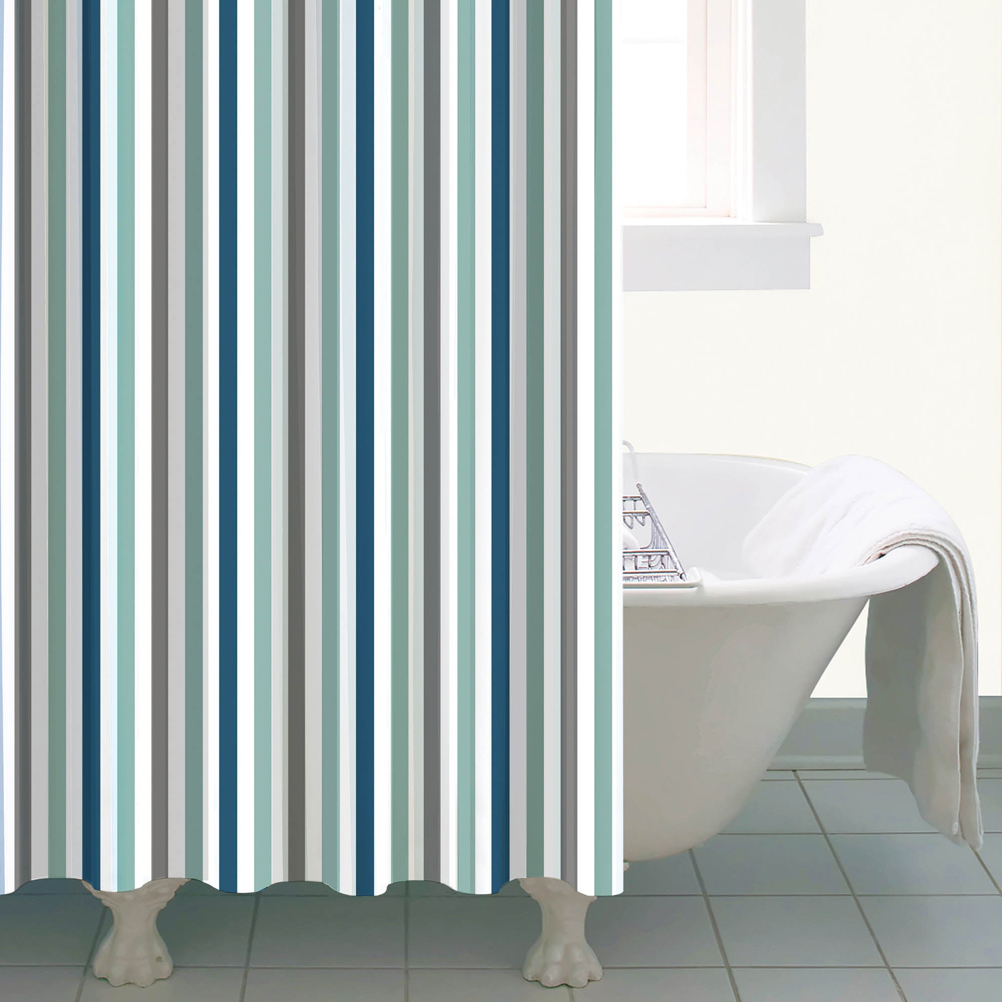 Nautical Bold Stripe Shower Curtain Blue White