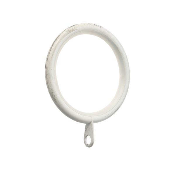 Pack of 6 Vintage White Lined Curtain Rings Dia. 25/28mm White