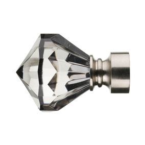 Mix and Match Satin Silver Smoke Faceted Finials Dia. 28mm