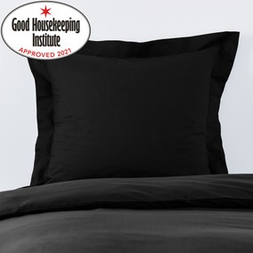 Non Iron Plain Dye Black Continental Square Pillowcase Dunelm