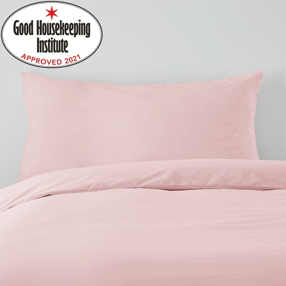 Non Iron Plain Dye Dusky Pink Bolster Pillowcase Dunelm