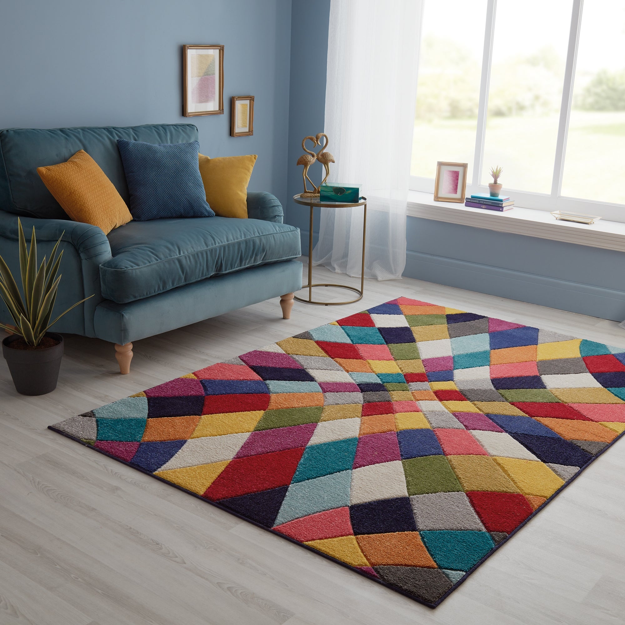 Spectrum Rhumba Geometric Rug Blue Pink