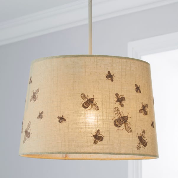 Bumble Embroidered 35cm Tapered Natural, Lamp Shades For Table Lamps Dunelm