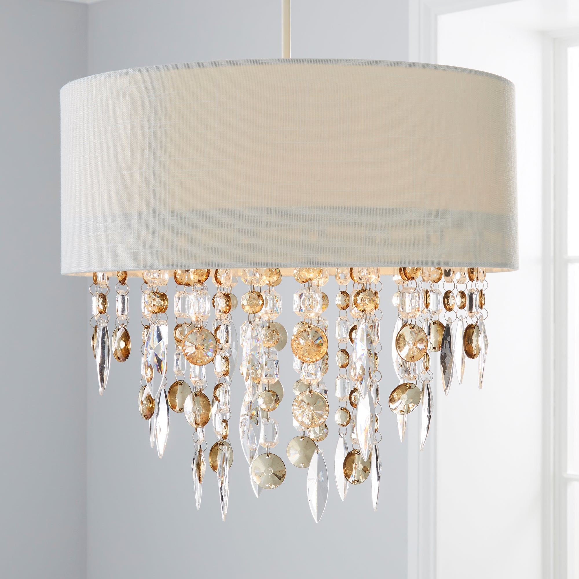 Click to view product details and reviews for Mila Ivory Jewel Shade Easy Fit Pendant Ivory White.