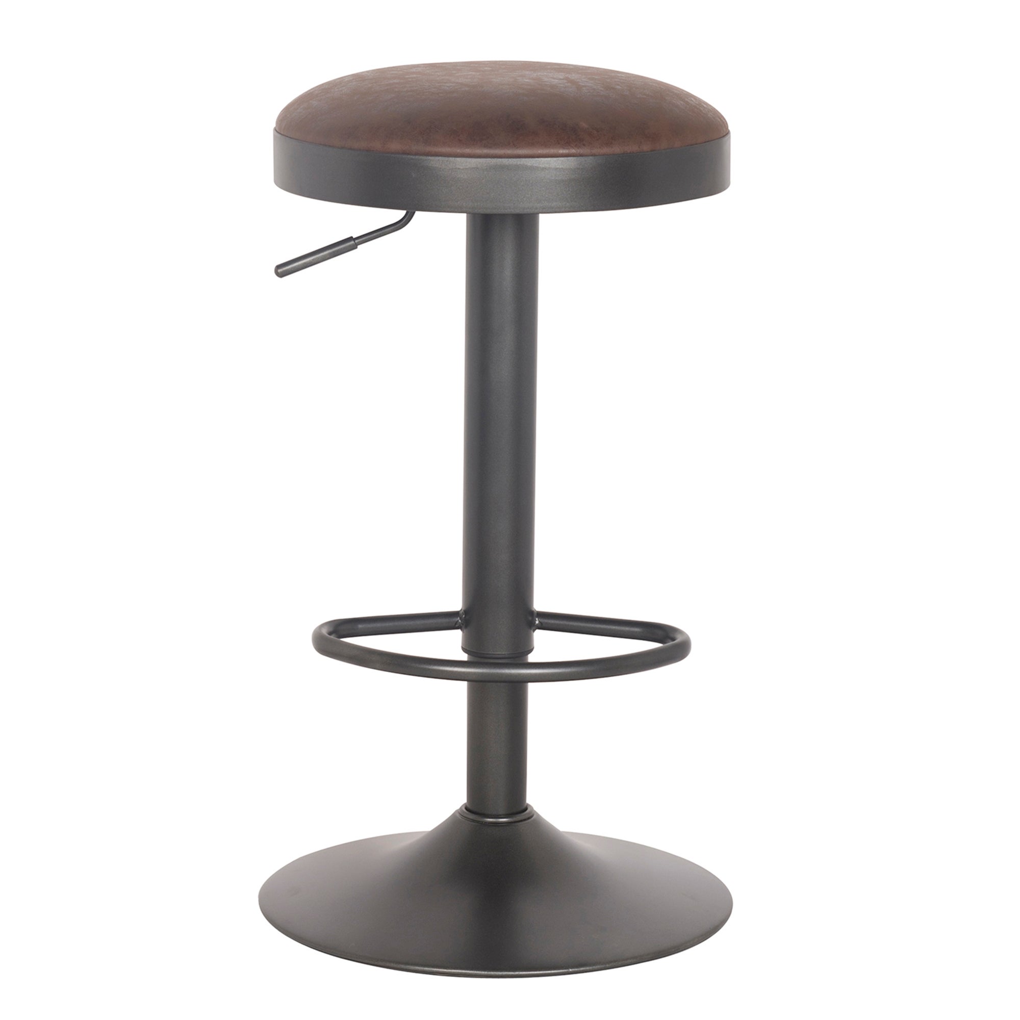 Terni Adjustable Height Bar Stool Faux Leather Antique Brown