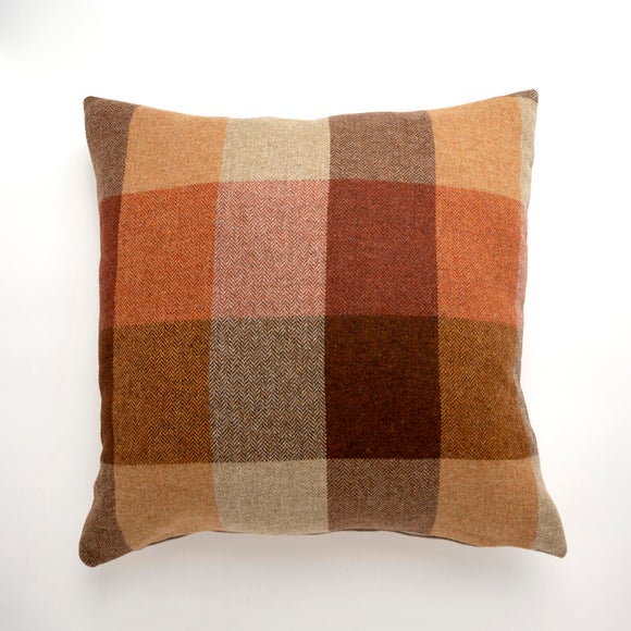 Large Heritage Check Orange Cushion 