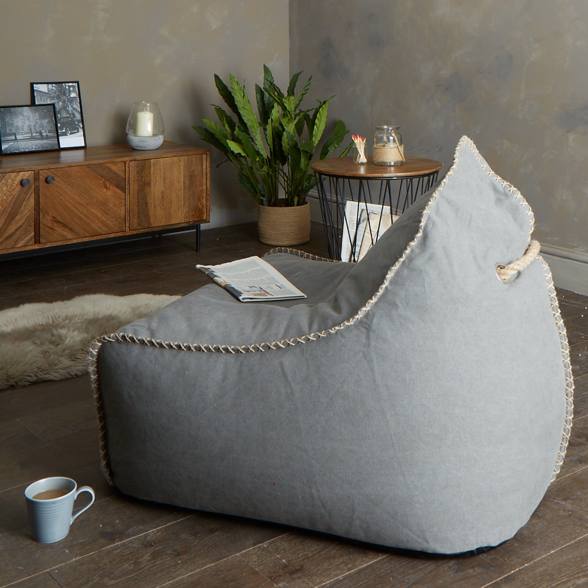 Charcoal Canvas Bean Bag Chair Charcoal Grey