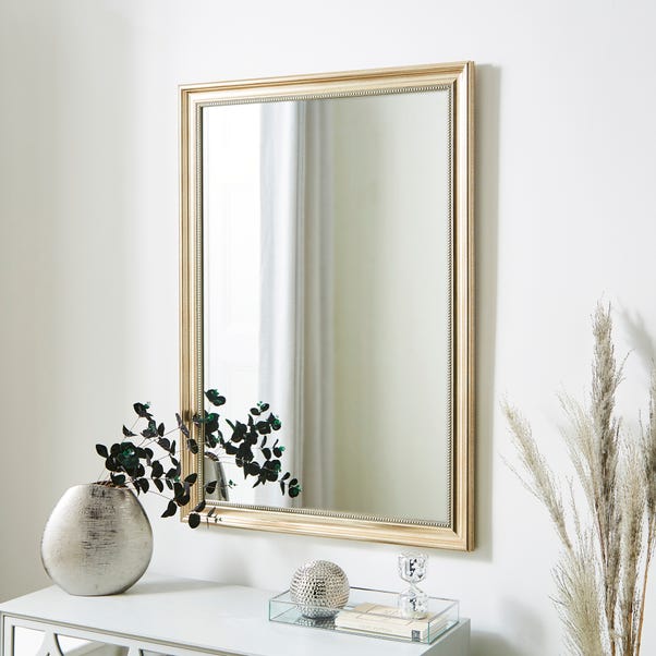 Beaded Edge Wall Mirror 101x71cm Gold Champagne undefined