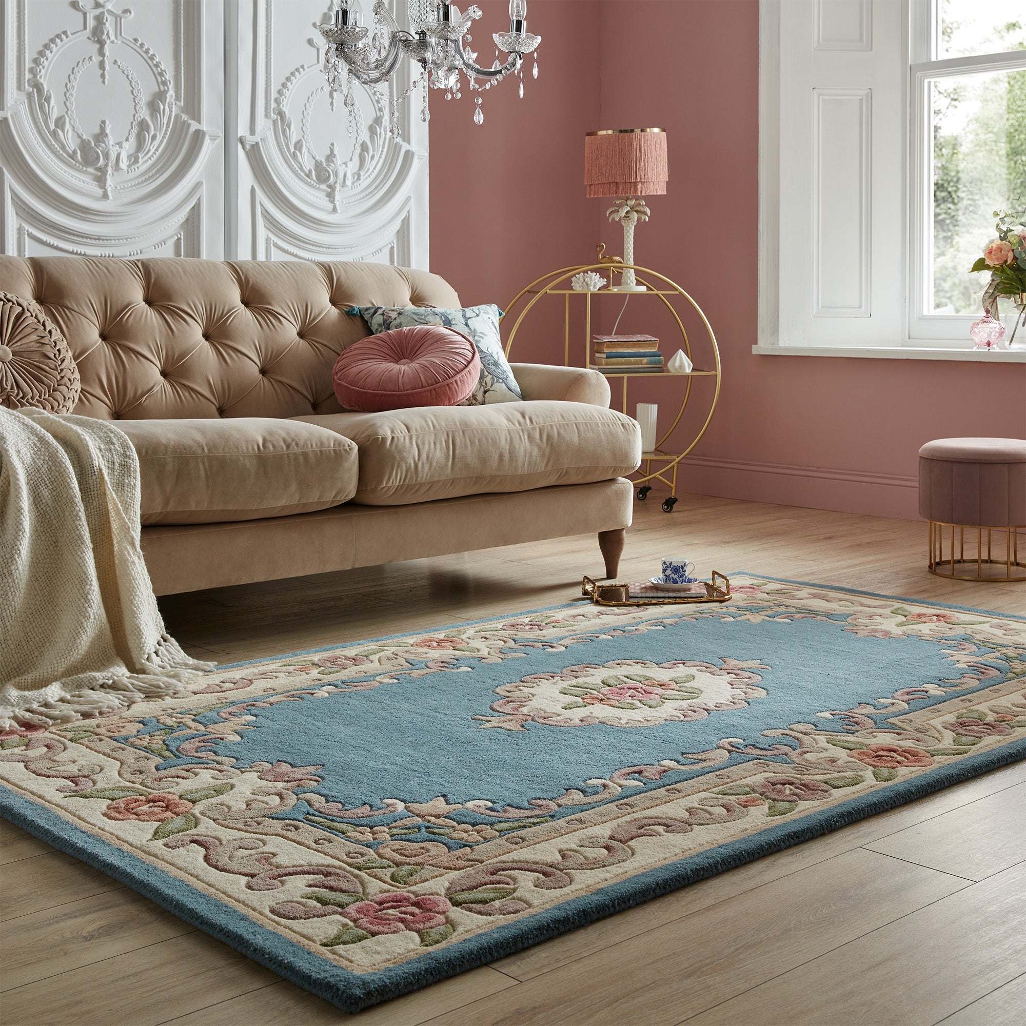 Lotus Premium Aubusson Rug Aubusson Blue