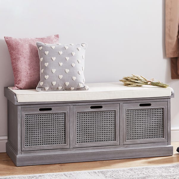 Lucy Cane Grey Storage Bench image 1 of 6