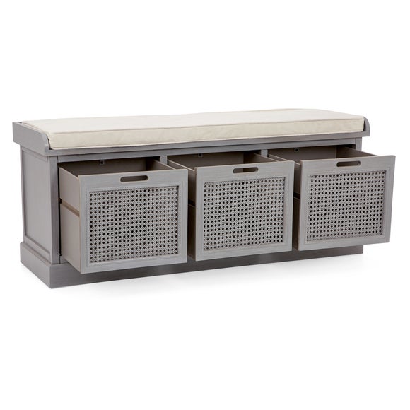 Lucy Cane Grey Storage Bench Dunelm