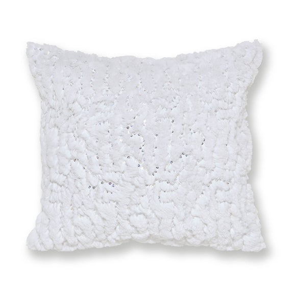 white shaggy cushions