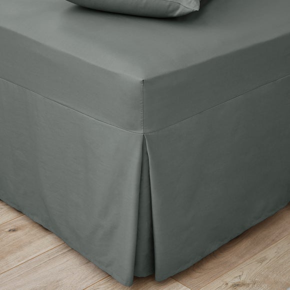 Easycare Plain Dye 100 Cotton 180 Thread Count Graphite Pleated Fitted Valance Dunelm