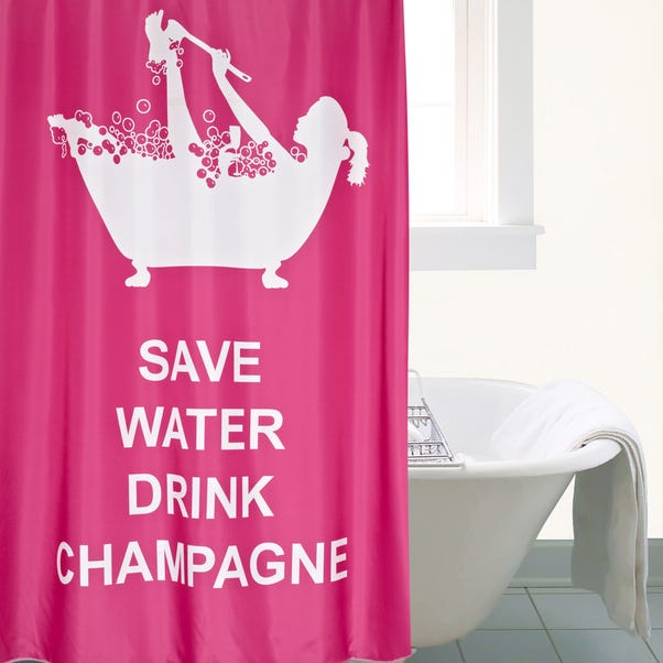 Drink Champagne Xl Shower Curtain Dunelm, Champagne Shower Curtain