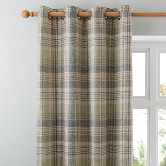 Green on sale check curtains