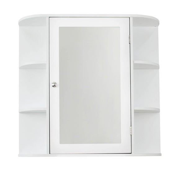 white bathroom mirror with storage