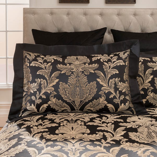 Dorma Blenheim Black Jacquard Oxford Pillowcase Pair Dunelm - Black And Gold Damask Bedding Dorma Blenheim Black Jacquard Oxford Pillowcase Pair Dunelm - Black And Gold Damask Bedding