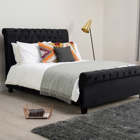 Orbit Black Velvet Upholstered Bed Frame