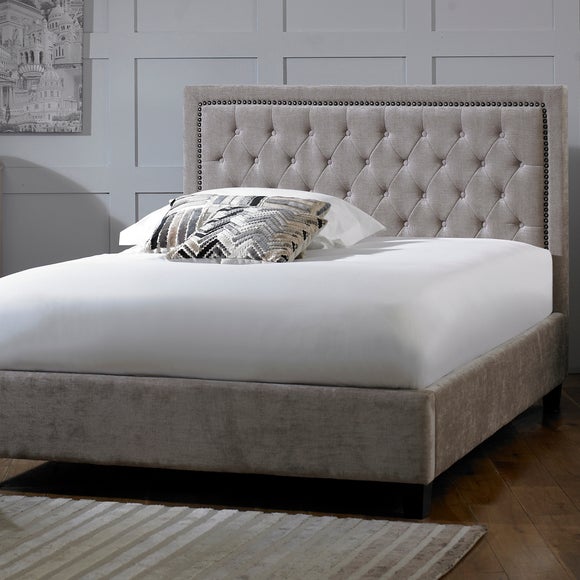 White velvet on sale upholstered bed