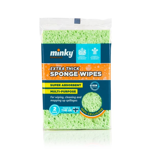 Minky Pack of 2 Extra Thick Sponge Wipes Green