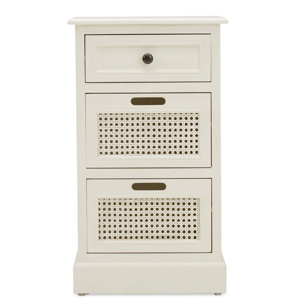 Lucy Cane 3 Drawer Bedside Table Cream