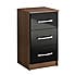 Lynx Walnut and Black 3 Drawer Bedside Table