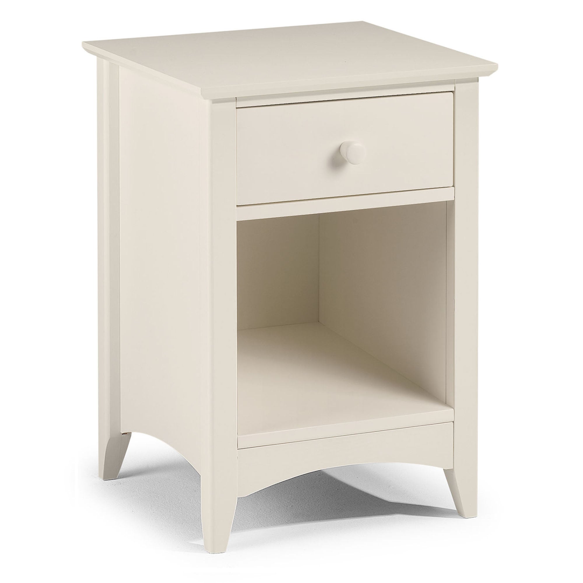 Cameo 1 Drawer Bedside Table, Stone White & Pine White