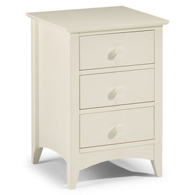 Cameo 3 Drawer Bedside Table, Stone White & Pine