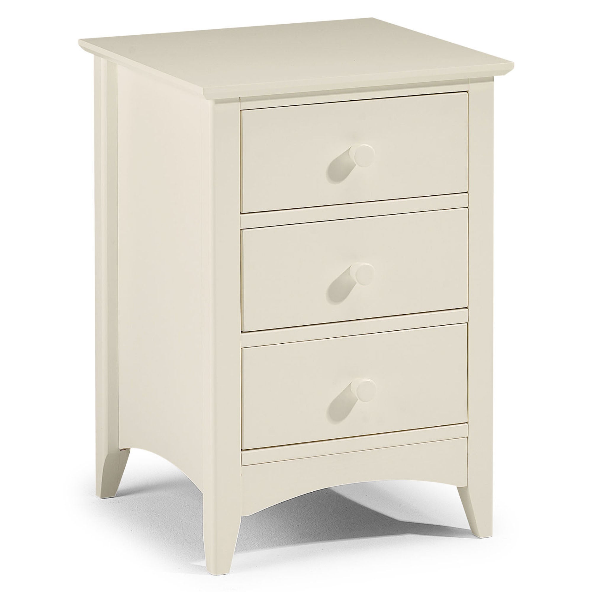 Cameo 3 Drawer Bedside Table Stone White Pine White