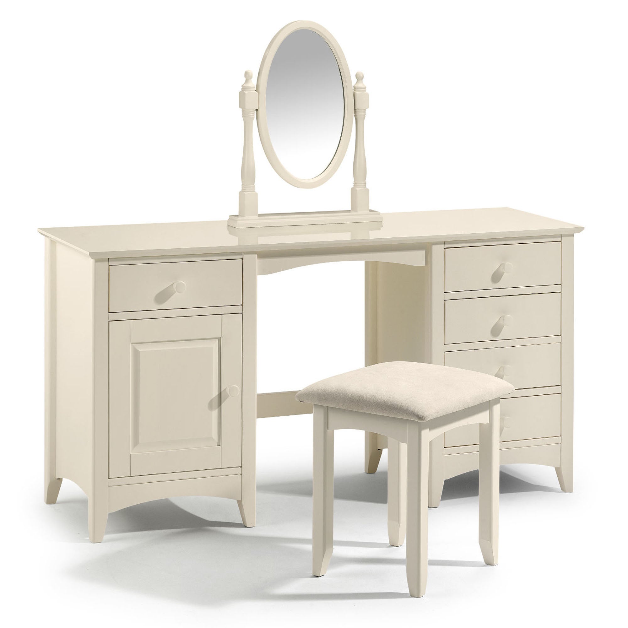 Cameo 5 Drawer Dressing Table, Stone White & Pine White