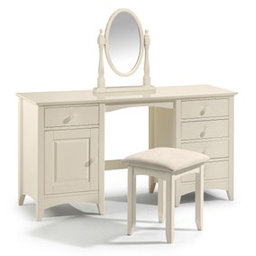Cameo 5 Drawer Dressing Table, Stone White & Pine