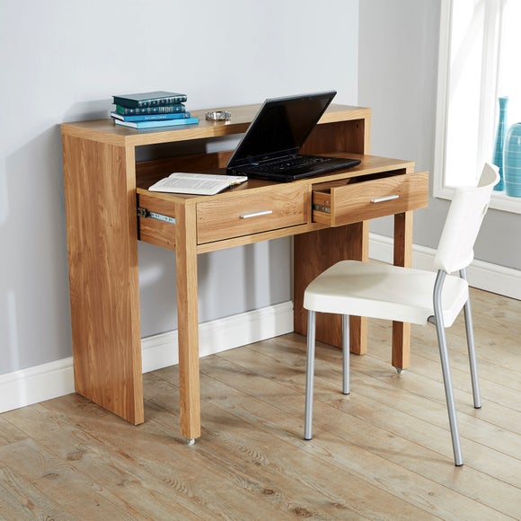 regis oak hideaway console desk