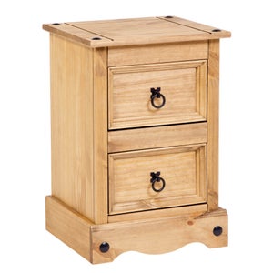 Corona 2 Drawer Bedside Table- Pine