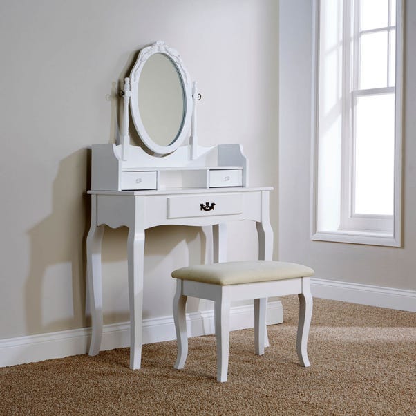 Lumberton White Antique Dressing Table Set White