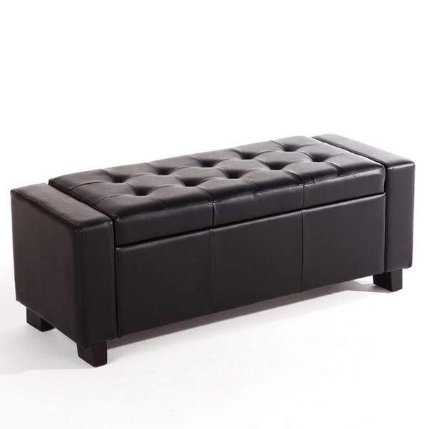Verona Brown Faux Leather Ottoman Dunelm, Real Leather Ottoman