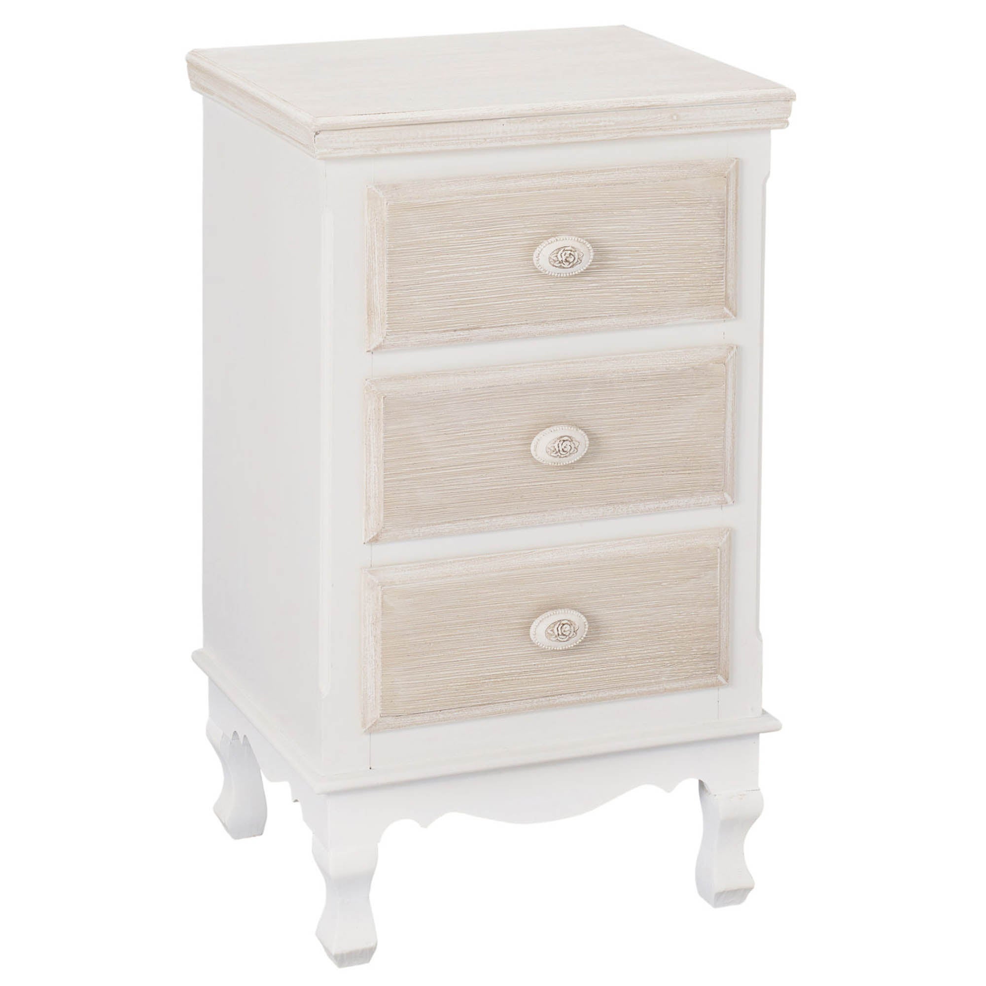 Jule 3 Drawer Bedside Table, White White/Brown