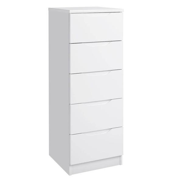 Legato White Gloss 5 Tall Chest of Drawers