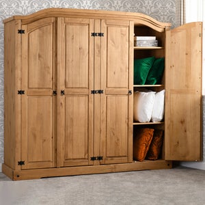 Corona 4 Door Wardrobe- Pine