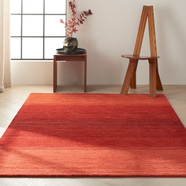 Calvin Klein Linear Glow Rug Red undefined
