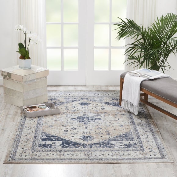 Beige and Blue Malta 2 Rug | Dunelm