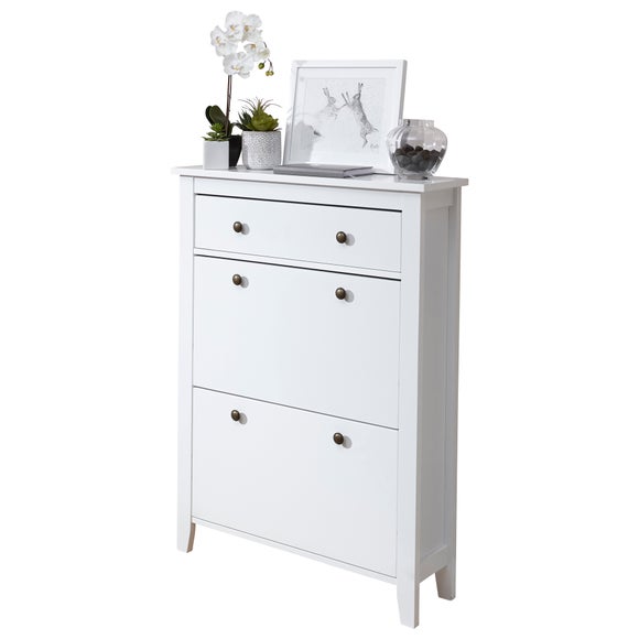 White Tiered Shoe Cabinet | Dunelm