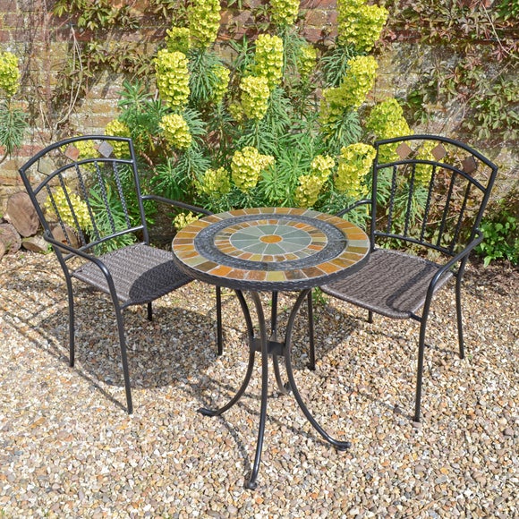 Virginia 60cm Bistro Table Set with 2 Mayfield Chairs Dunelm